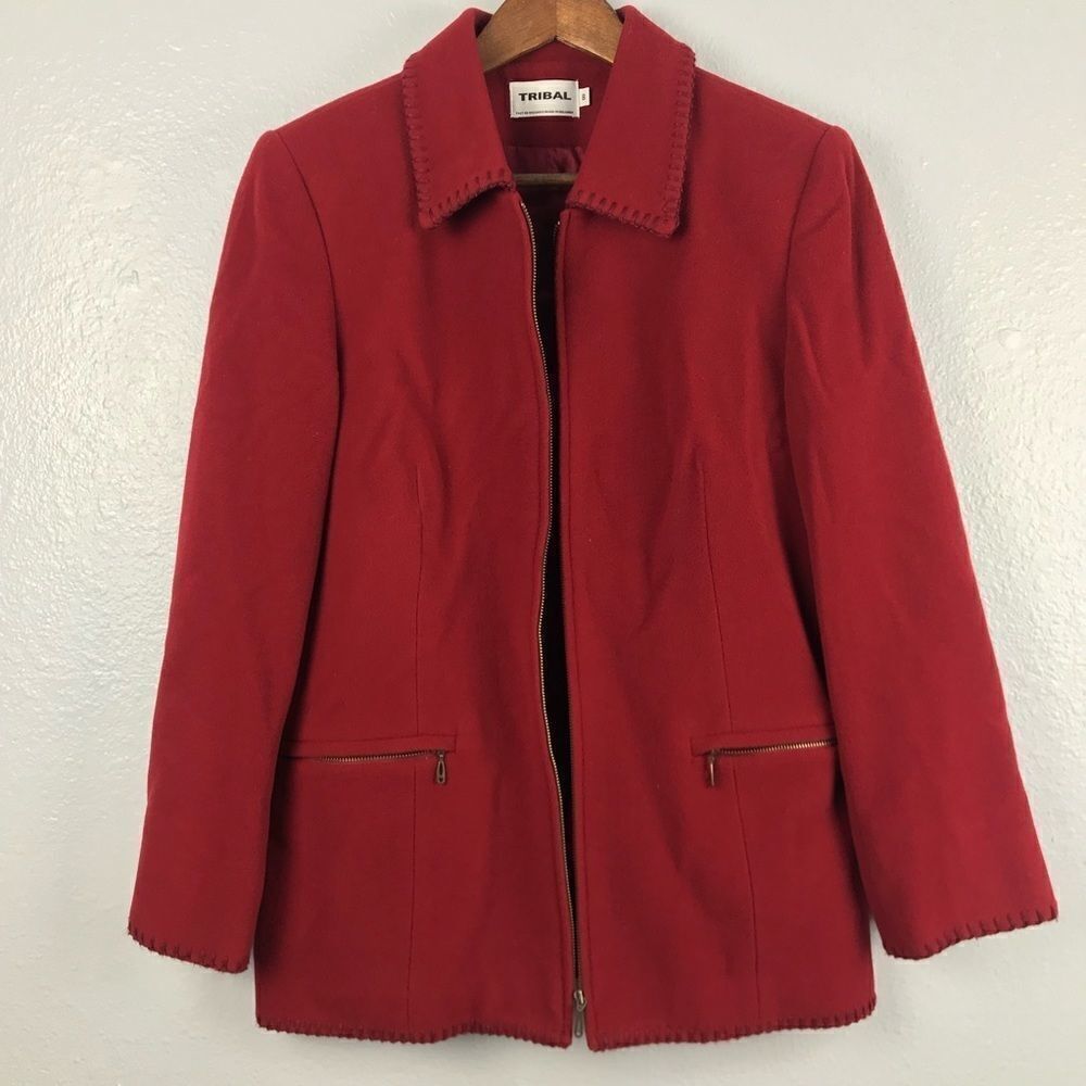 Tribal Women’s Wool Blend Red Coat Size 8 - Picture 7 of 14